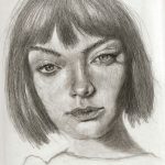 female graphite portrait katinowack art